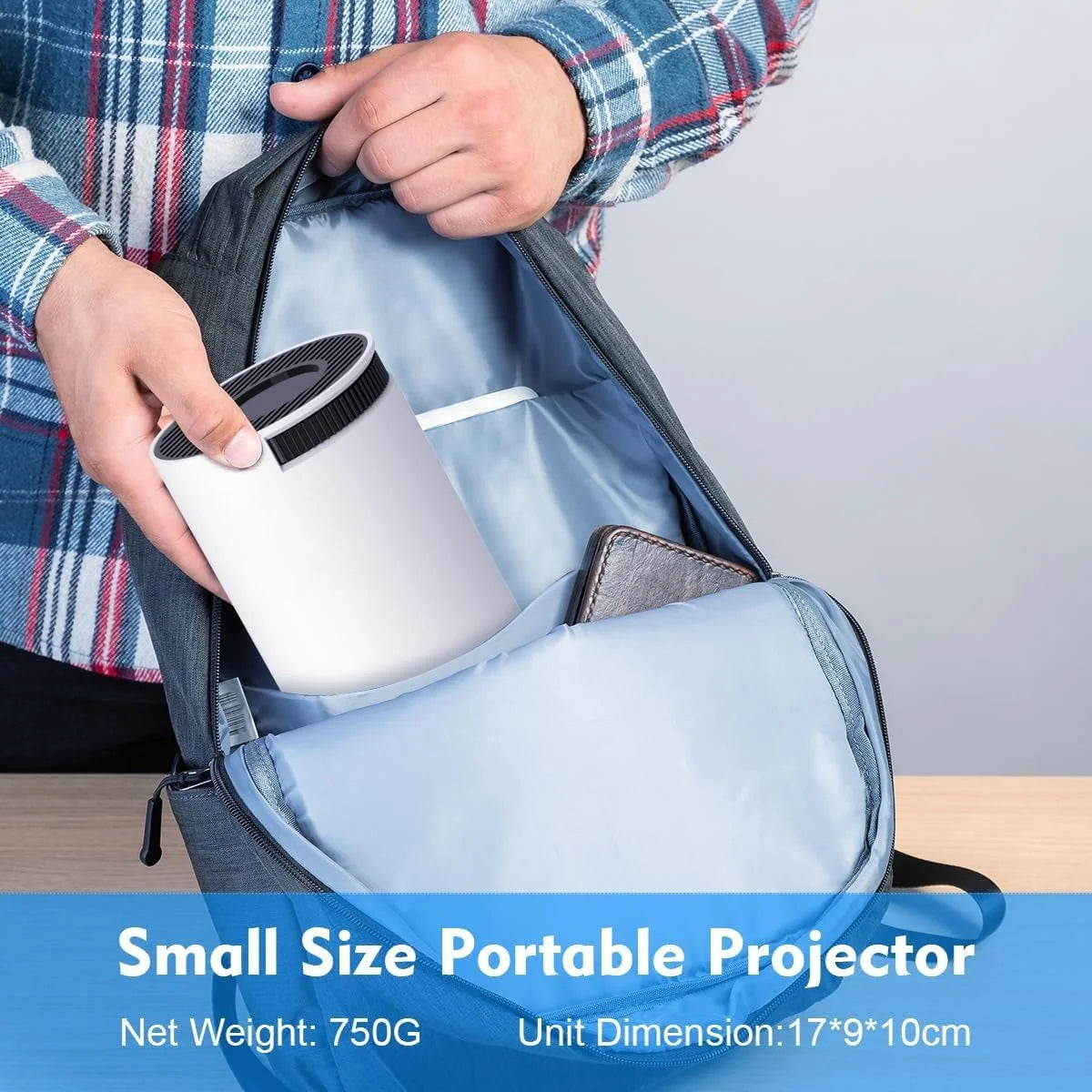 Mini Projector 1080P 4K Support, Portable Home Video Projector Smart Compatible for Laptop, PC, Smartphone